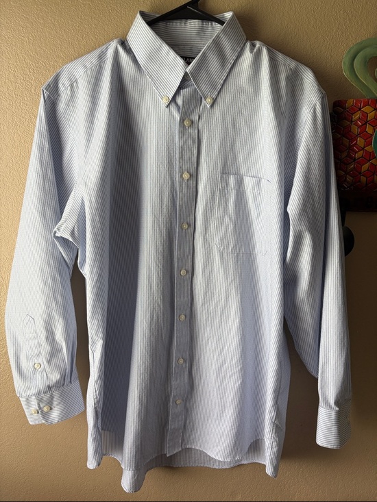 Kirkland Signature Other - Kirkland Signature Light Blue and White Pinstripe Button-Down Shirt